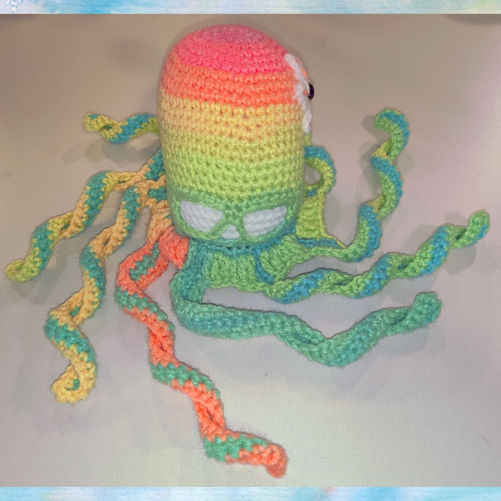 Retro Stripes Crochet Spooky Octopus